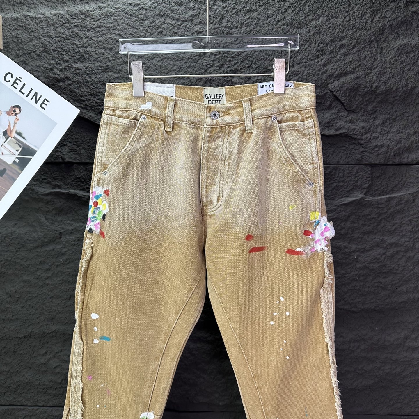 GALLERY DEPT. &克罗心联名2025新款泼墨手绘拼接多口袋情侣款宽松水洗微喇牛仔裤 🔥高版本