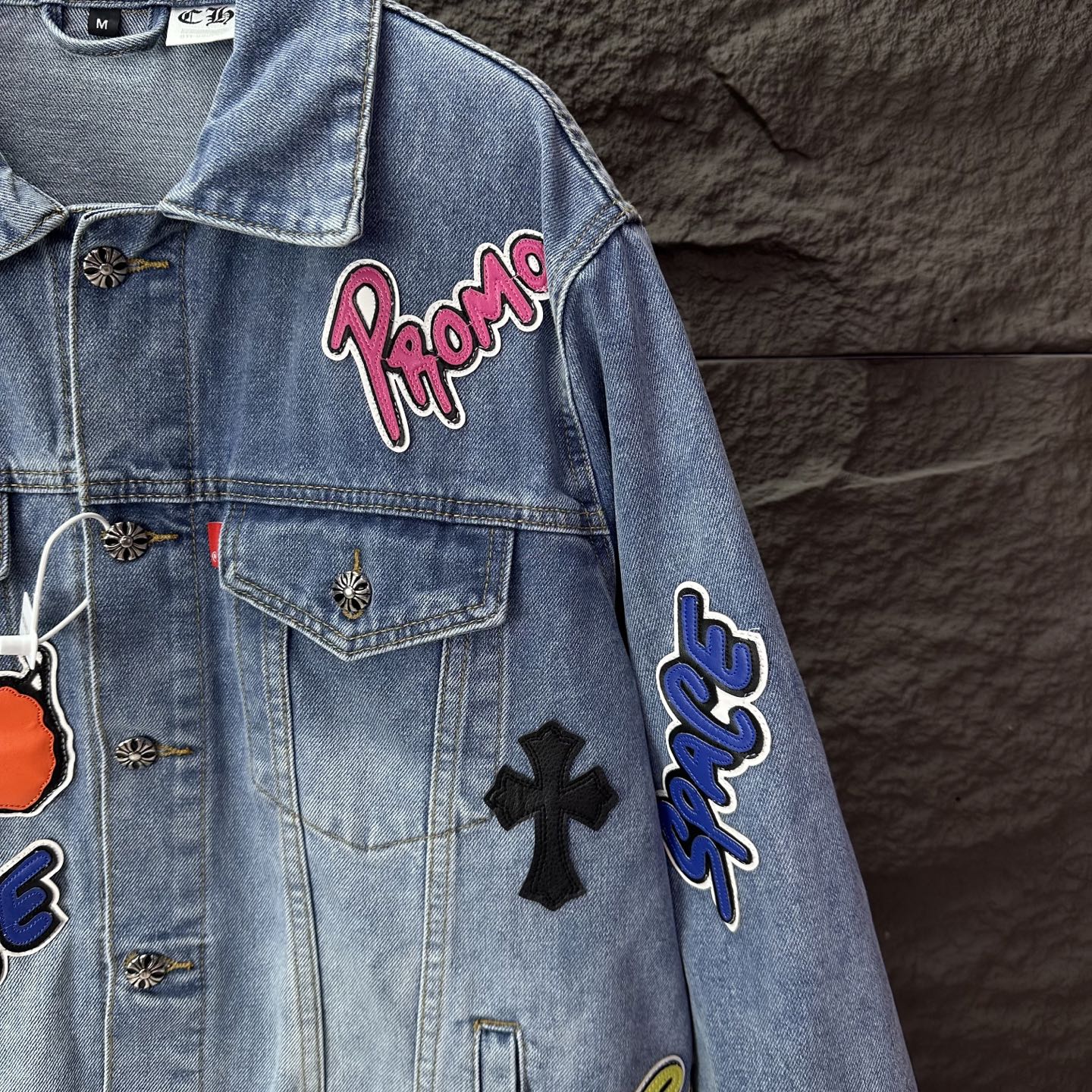 Chrome Hearts 克罗心2025新款卡通字母章仔十字架拼皮 牛仔外套