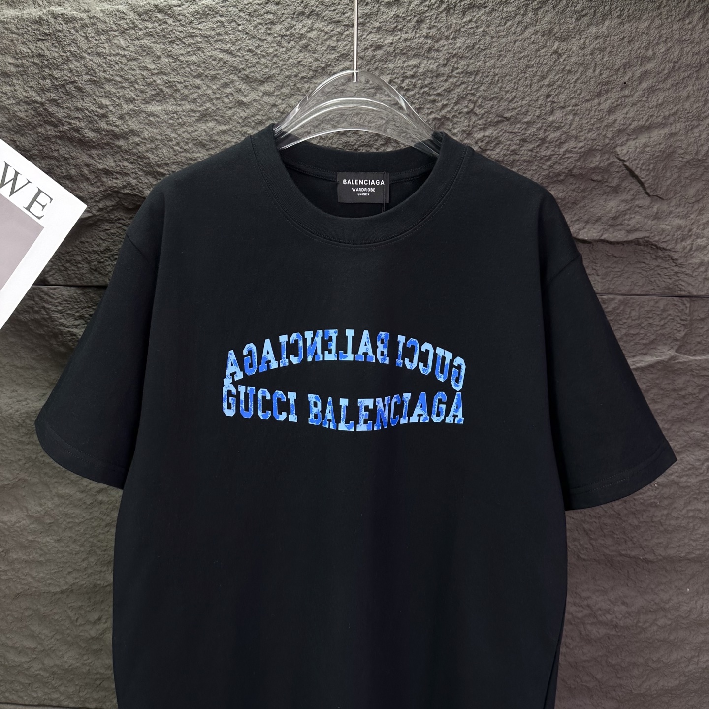 Balenciaga 巴黎世家2026新款蓝色字母印花logo 短袖T恤