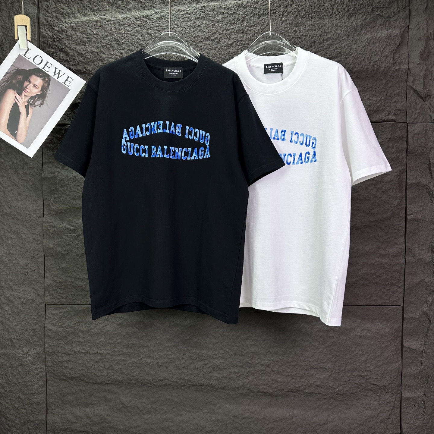 Balenciaga 巴黎世家2026新款蓝色字母印花logo 短袖T恤