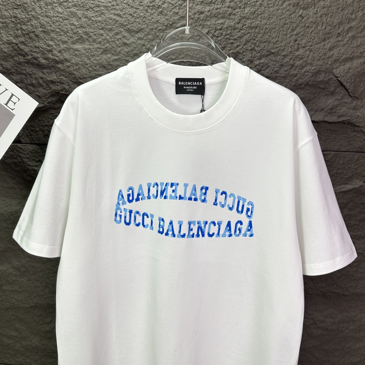 Balenciaga 巴黎世家2026新款蓝色字母印花logo 短袖T恤