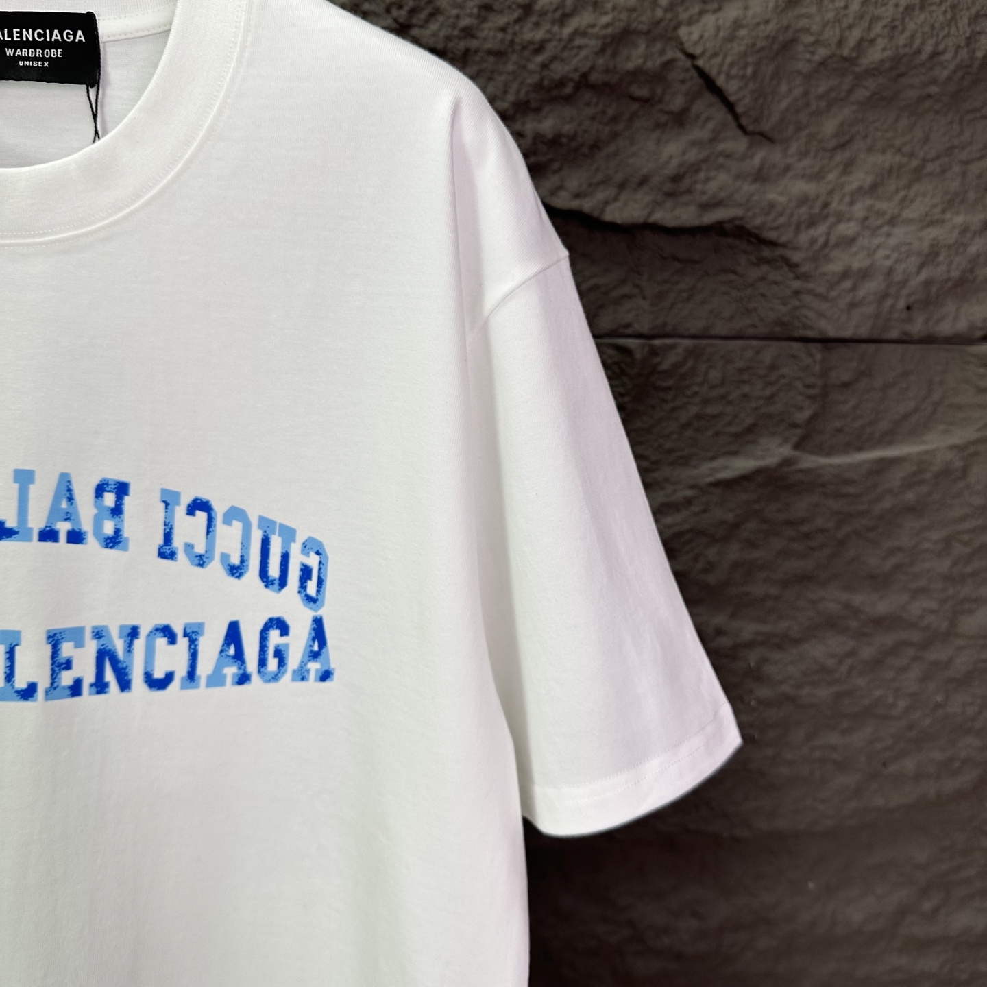 Balenciaga 巴黎世家2026新款蓝色字母印花logo 短袖T恤