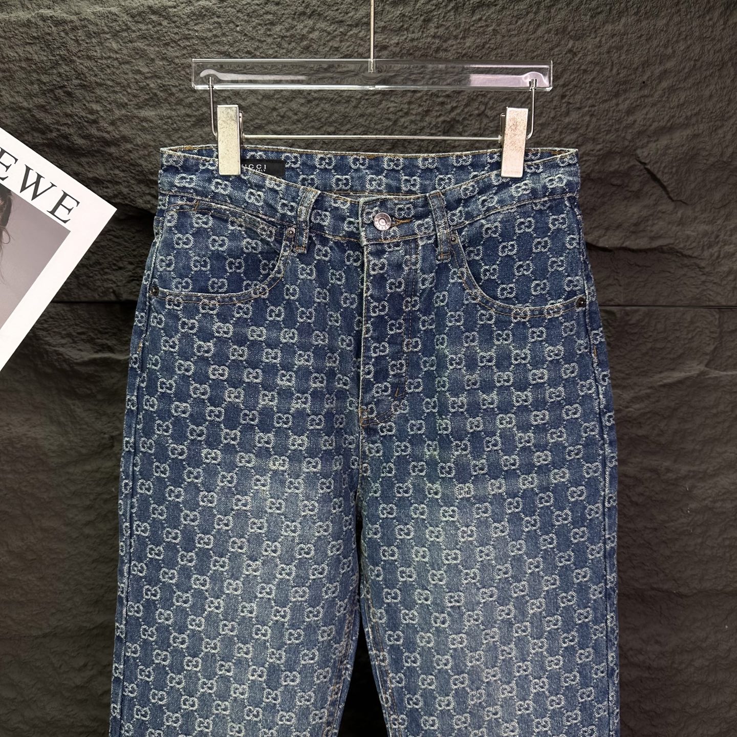 Gucci 古驰2026新款提花满印logo 水洗宽松牛仔裤
