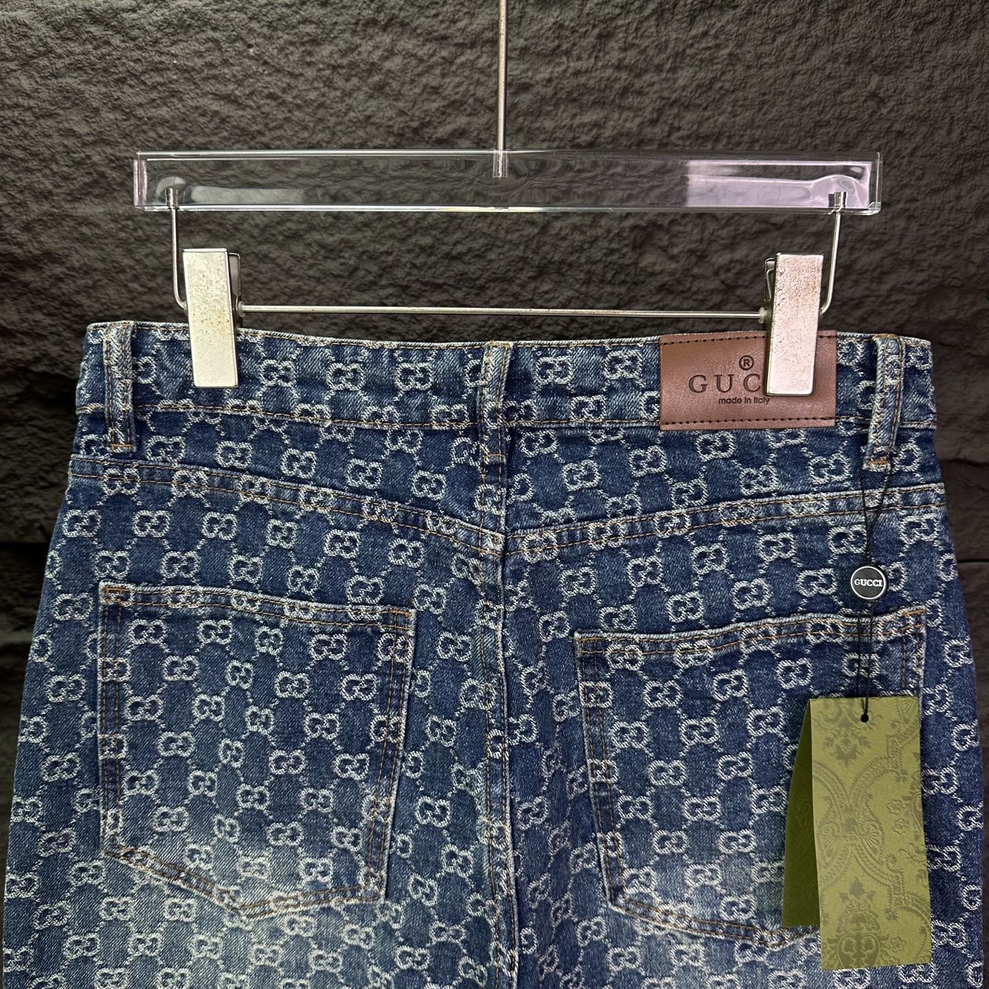 Gucci 古驰2026新款提花满印logo 水洗宽松牛仔裤