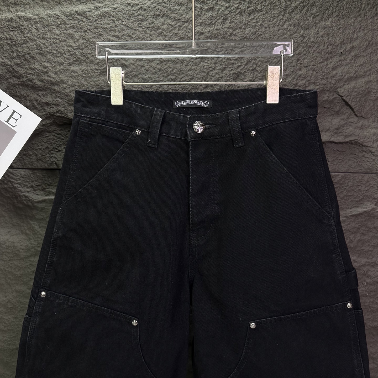 Chrome Hearts 克罗心2026新款伐木口袋刺绣十字架拼皮 水洗宽松牛仔短裤