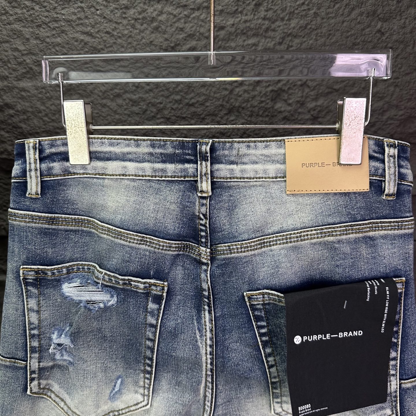 Purple Brand PURPLE BRAND 2026新款割破刺绣补丁 水洗微喇宽松牛仔裤