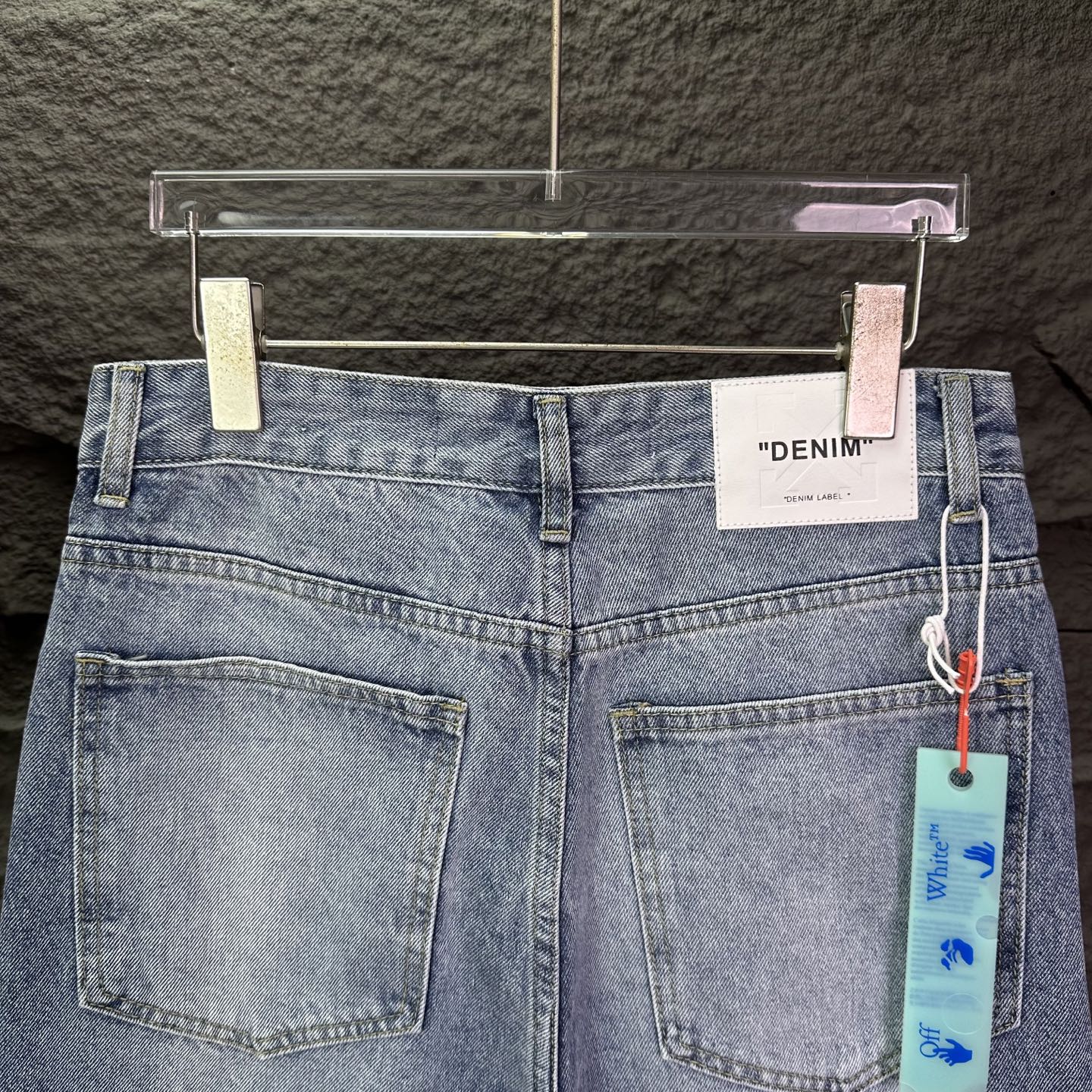 Off-White OFF- WHITE 2026新款浅蓝黑印花 水洗宽松牛仔裤