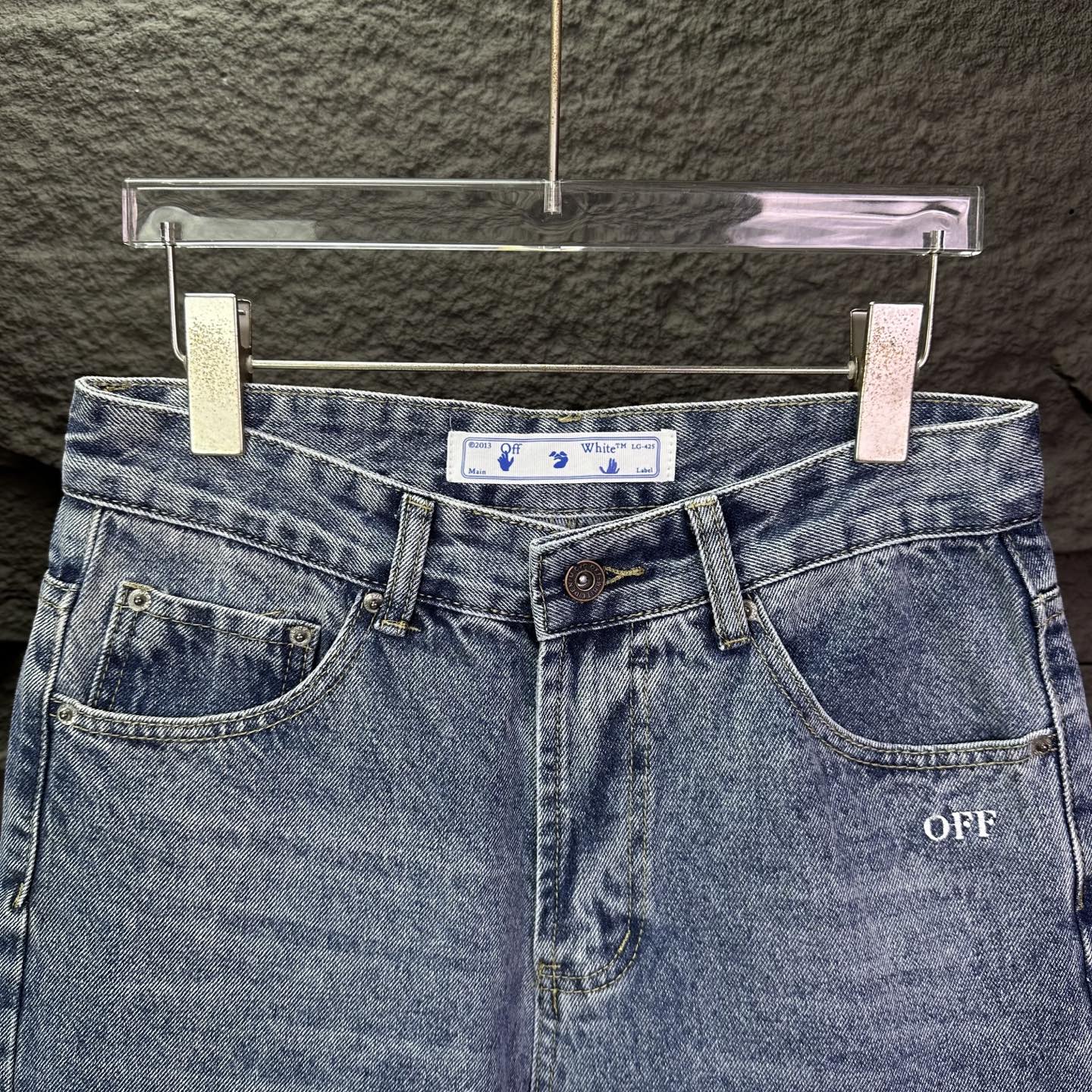 Off-White OFF- WHITE 2026新款浅蓝白印花 水洗宽松牛仔裤