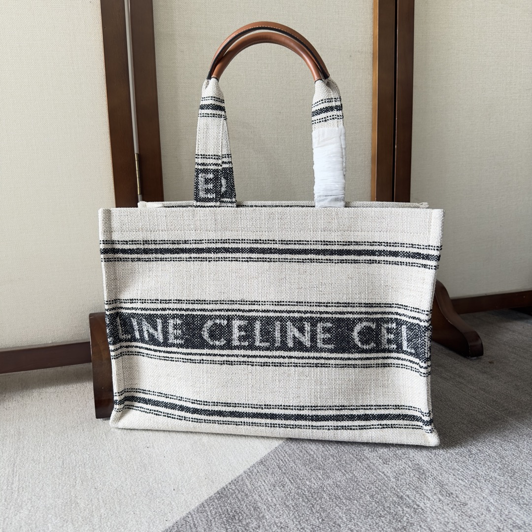 Celine Cabas Thais Large Tote Bag in Jacquard Fabric - Hand & Shoulder Bag
