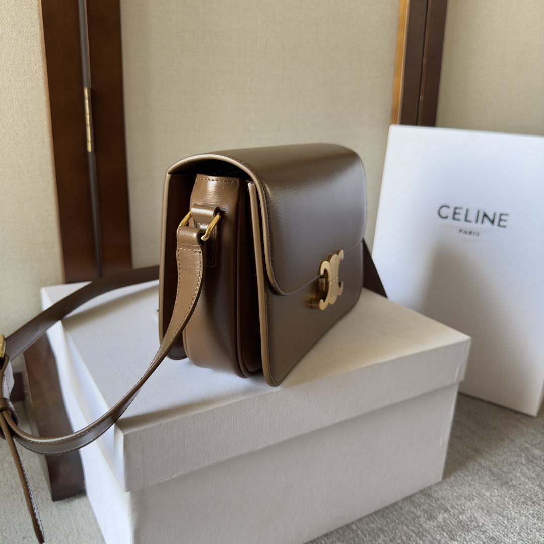 Celine Triomphe Bag: New Classic Crossbody Handbag, Brown Leather 2 i1699015601 1174 1
