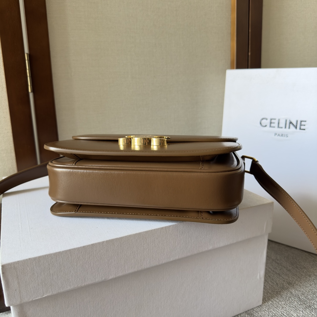 Celine Triomphe Bag: New Classic Crossbody Handbag, Brown Leather 4 i1699015601 122 3