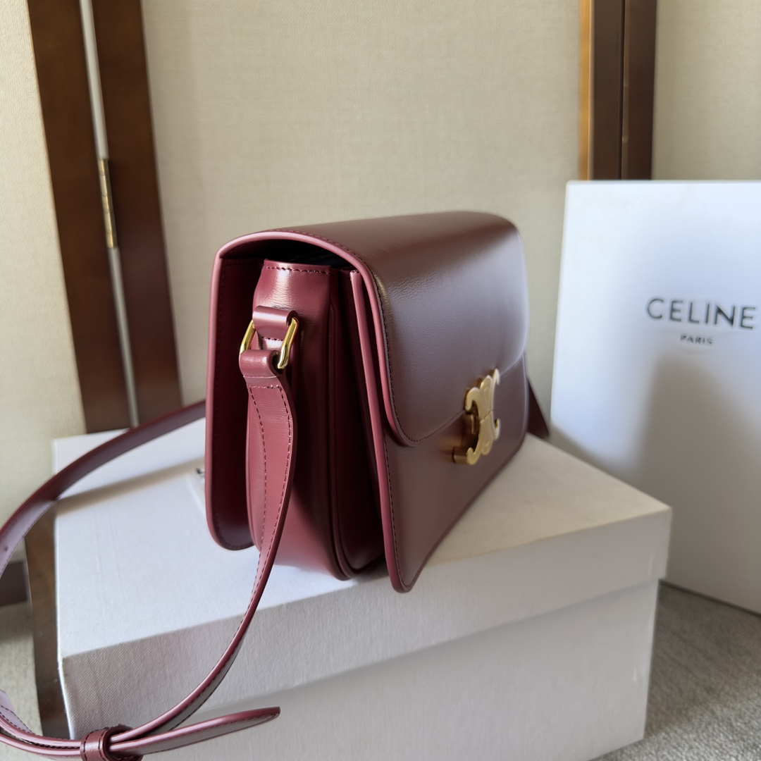Celine Triomphe Bag, Burgundy Leather Crossbody Handbag 2 i1699015654 2694 1