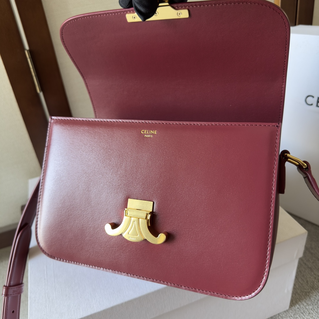 Celine Triomphe Bag, Burgundy Leather Crossbody Handbag 6 i1699015654 2903 5