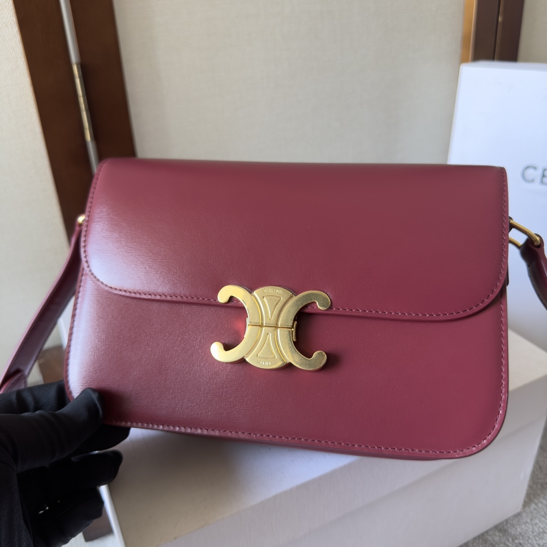 Celine Triomphe Bag, Burgundy Leather Crossbody Handbag 5 i1699015654 3606 4