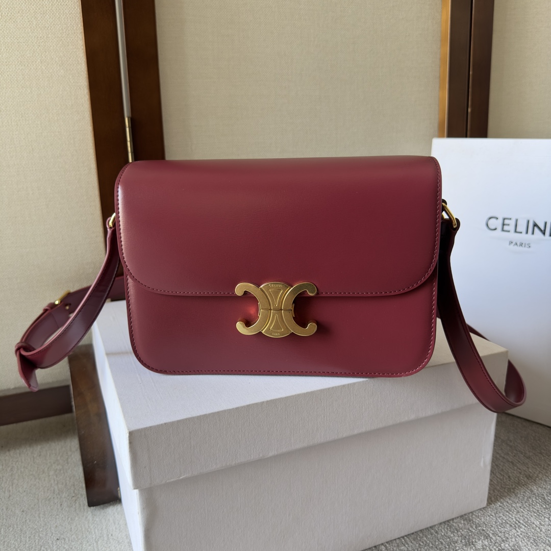 Celine Triomphe Bag, Burgundy Leather Crossbody Handbag 1 i1699015654 9141 0