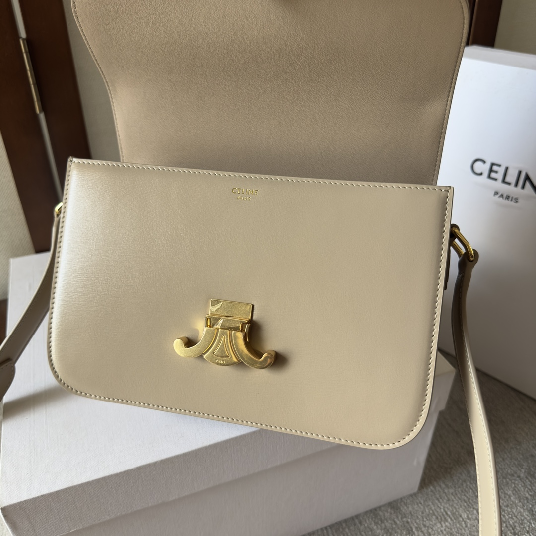 Celine Triomphe Bag: Calfskin Leather, Adjustable Strap, Golden Clasp Detailing 7 i1699015686 1133 5