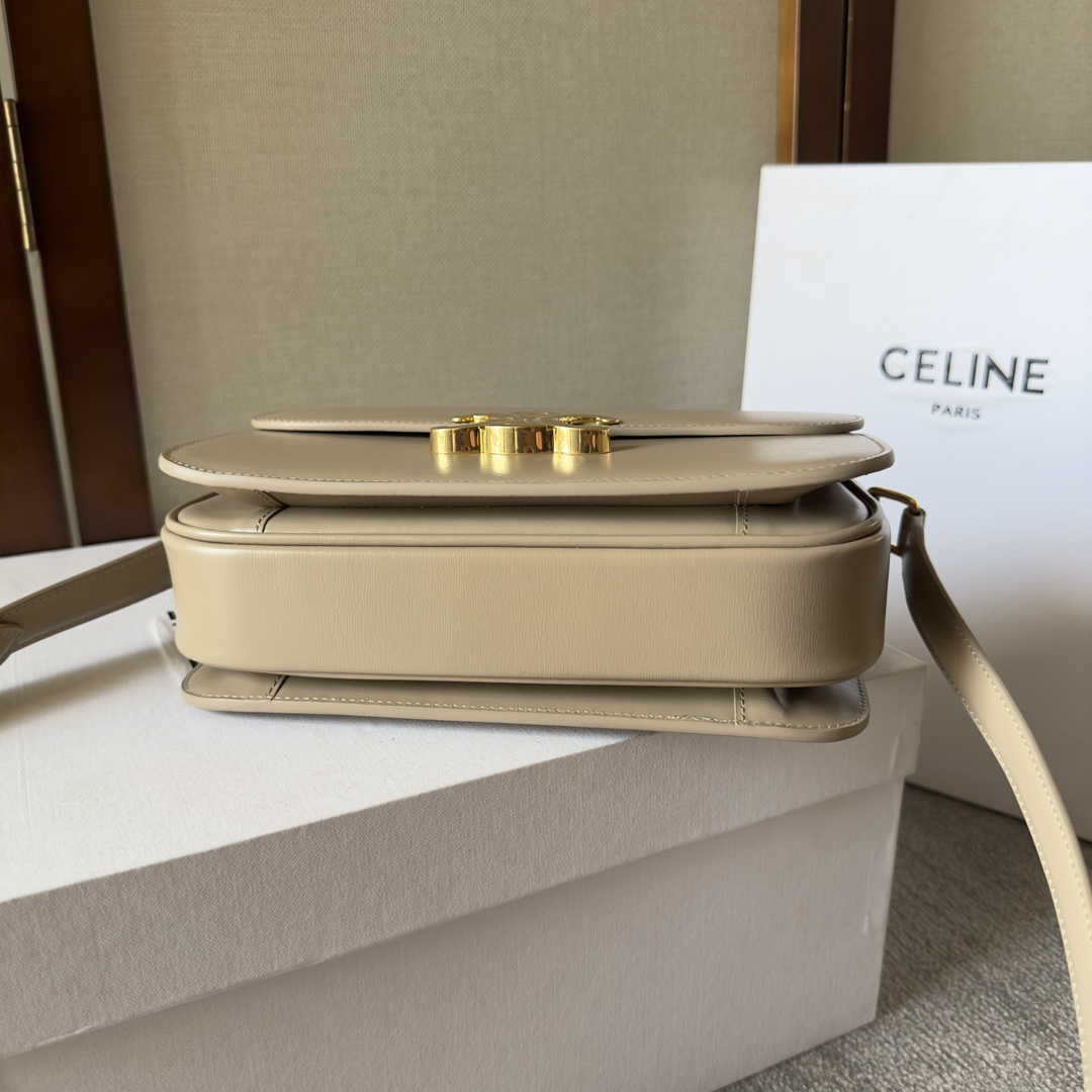 Celine Triomphe Bag: Calfskin Leather, Adjustable Strap, Golden Clasp Detailing 5 i1699015686 2219 3