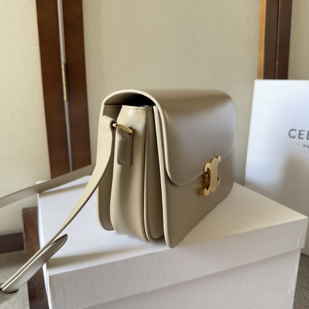 Celine Triomphe Bag: Calfskin Leather, Adjustable Strap, Golden Clasp Detailing 3 i1699015686 8461 1