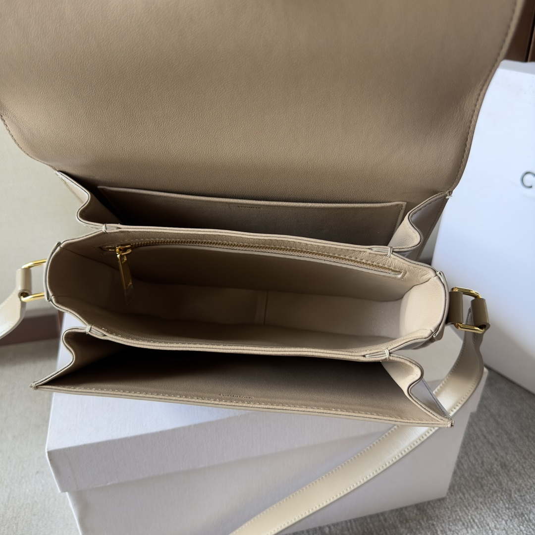 Celine Triomphe Bag: Calfskin Leather, Adjustable Strap, Golden Clasp Detailing 8 i1699015686 9012 6