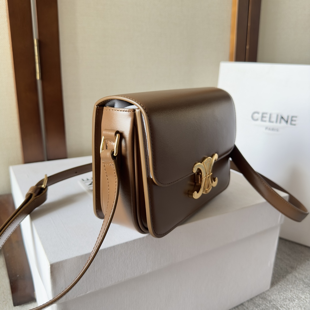 Celine Teen Triomphe Bag in Tan Leather with Adjustable Shoulder Strap 3 i1699016322 9826 1