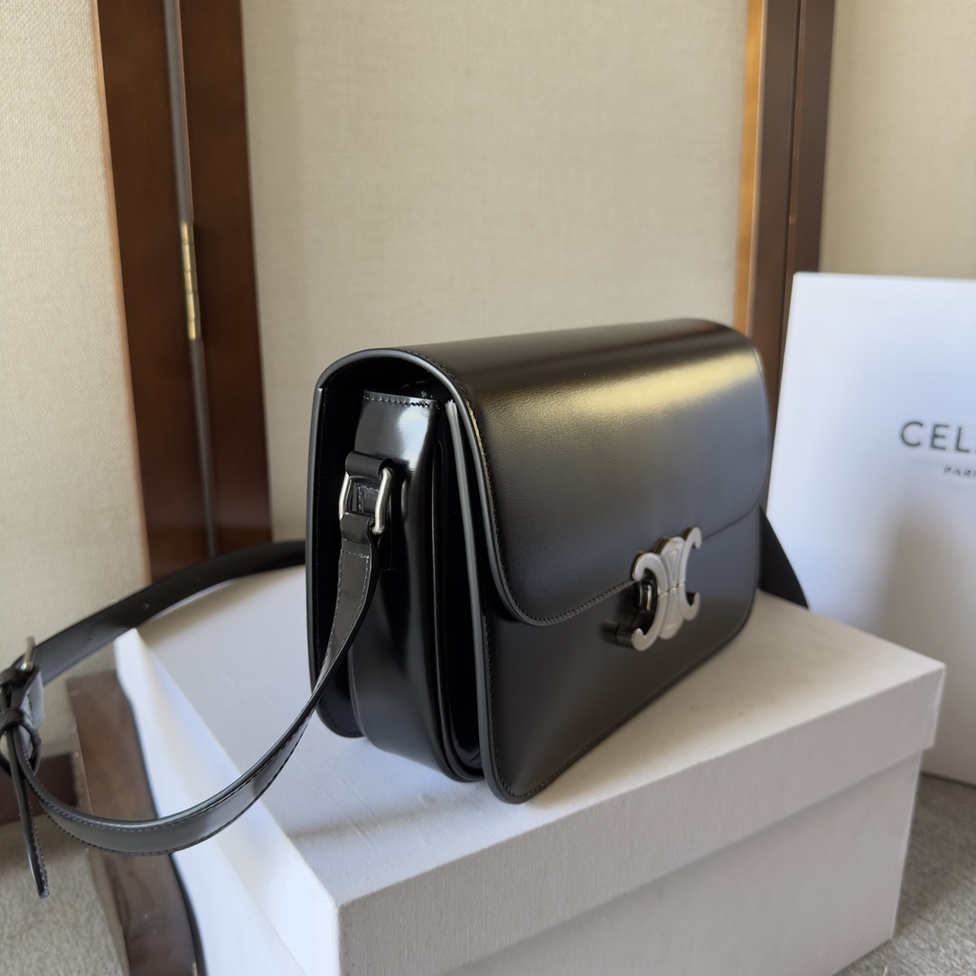 Celine Triomphe Bag: Classic Black Leather Crossbody Handbag 3 i1701958386 8914 0