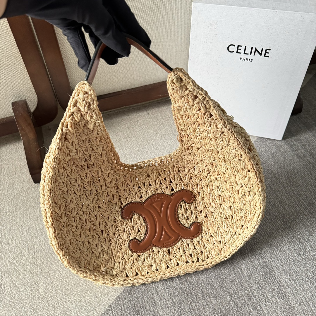 Celine Bags Handbags Weave Girl Cowhide Straw Woven Summer Collection Vintage