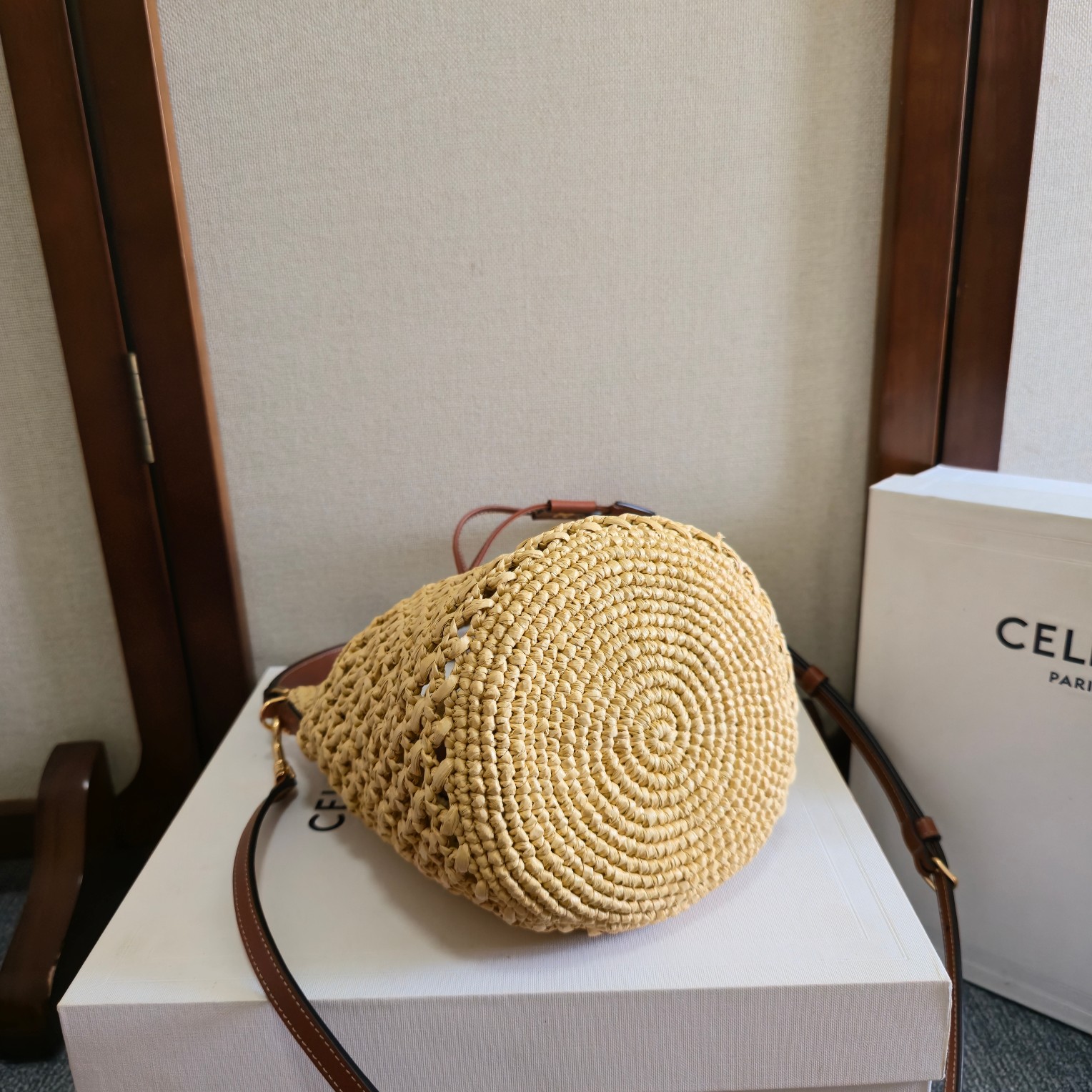 Celine Style Beige Leather Crossbody Bag style reference detail image 4 from source 764039