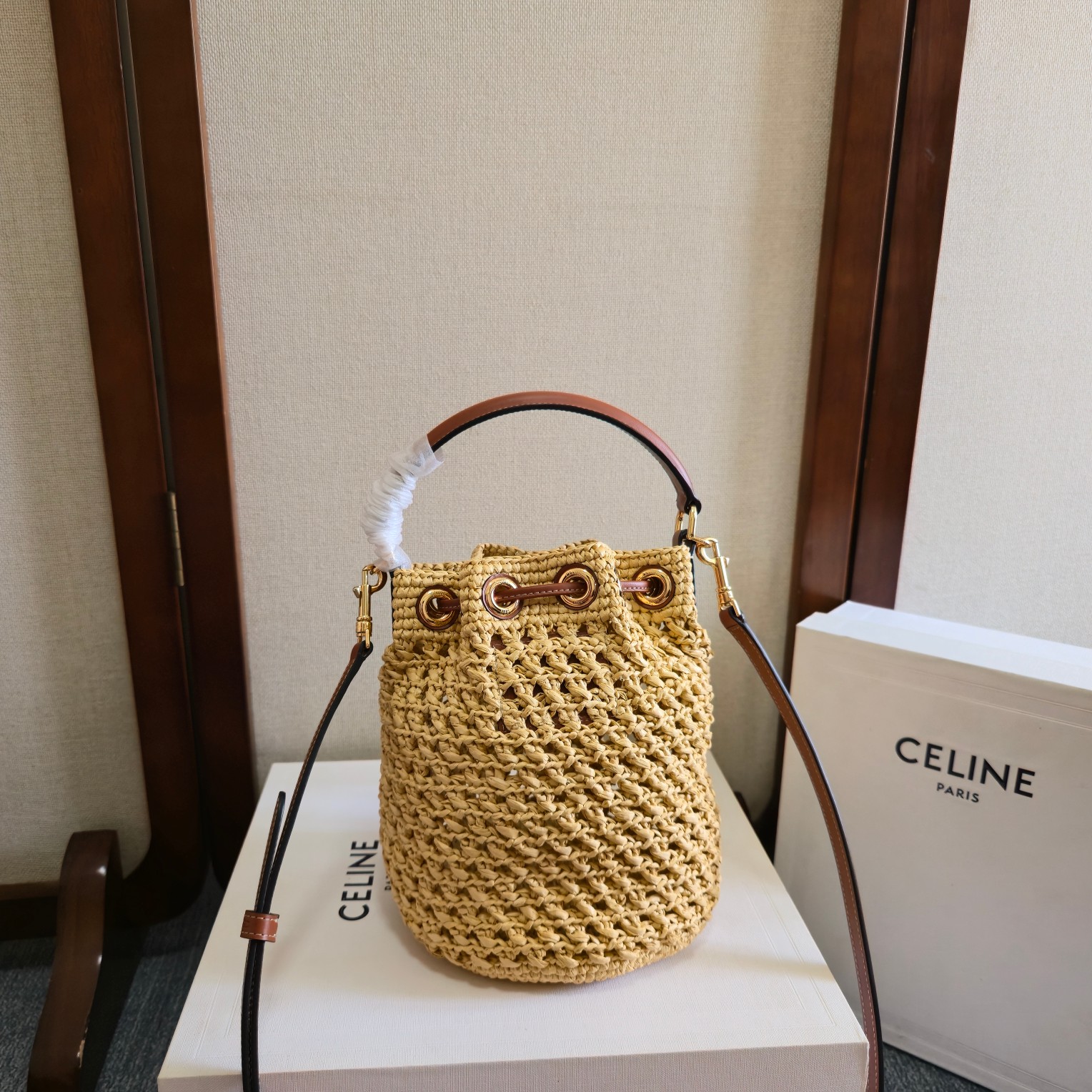 Celine Style Beige Leather Crossbody Bag style reference detail image 3 from source 764039
