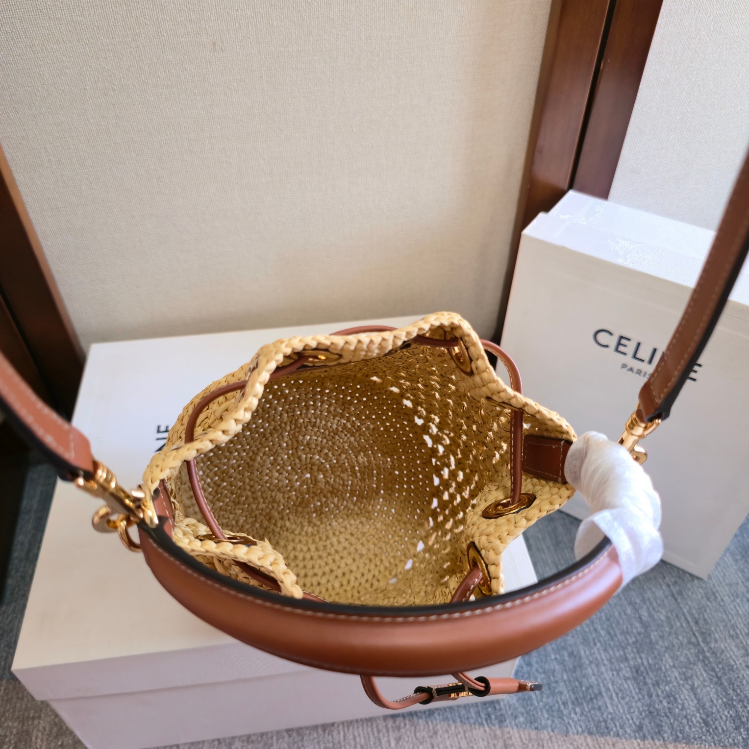 Celine Style Beige Leather Crossbody Bag style reference detail image 8 from source 764039