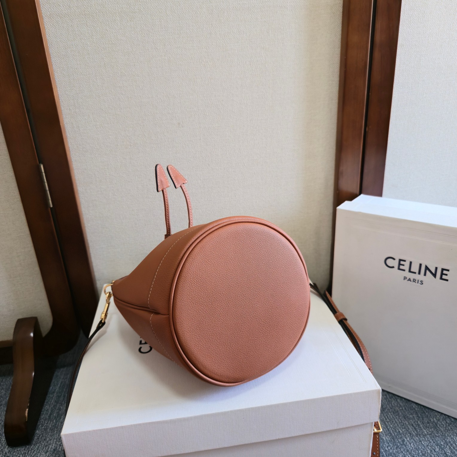 Celine Style Brown Leather Crossbody Bag style reference detail image 4 from source 764038