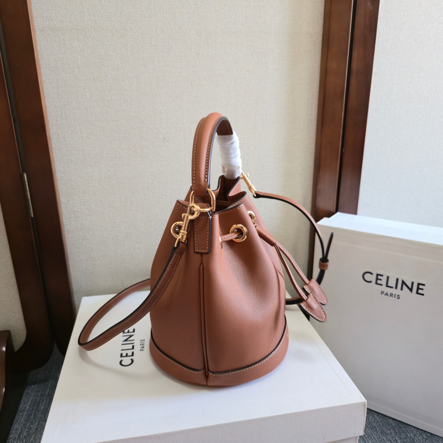 Celine Style Brown Leather Crossbody Bag style reference detail image 3 from source 764038