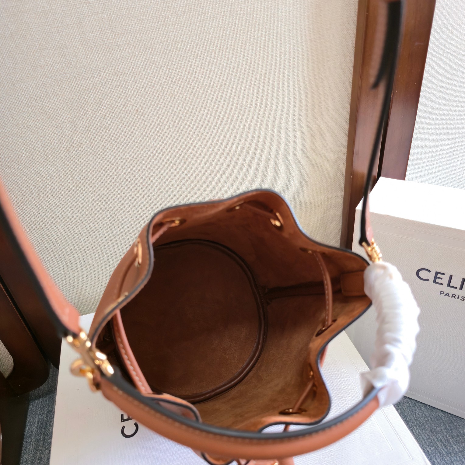 Celine Style Brown Leather Crossbody Bag style reference detail image 8 from source 764038