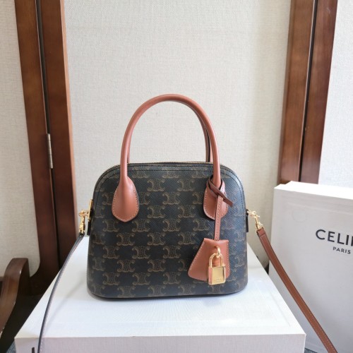 Celine Teen Honorine Triomphe Handbag in Signature Print, Brown, 22x17.5x9.5cm 1 Celine Teen Honorine Triomphe Handbag in Signature Print, Brown, 22x17.5x9.5cm