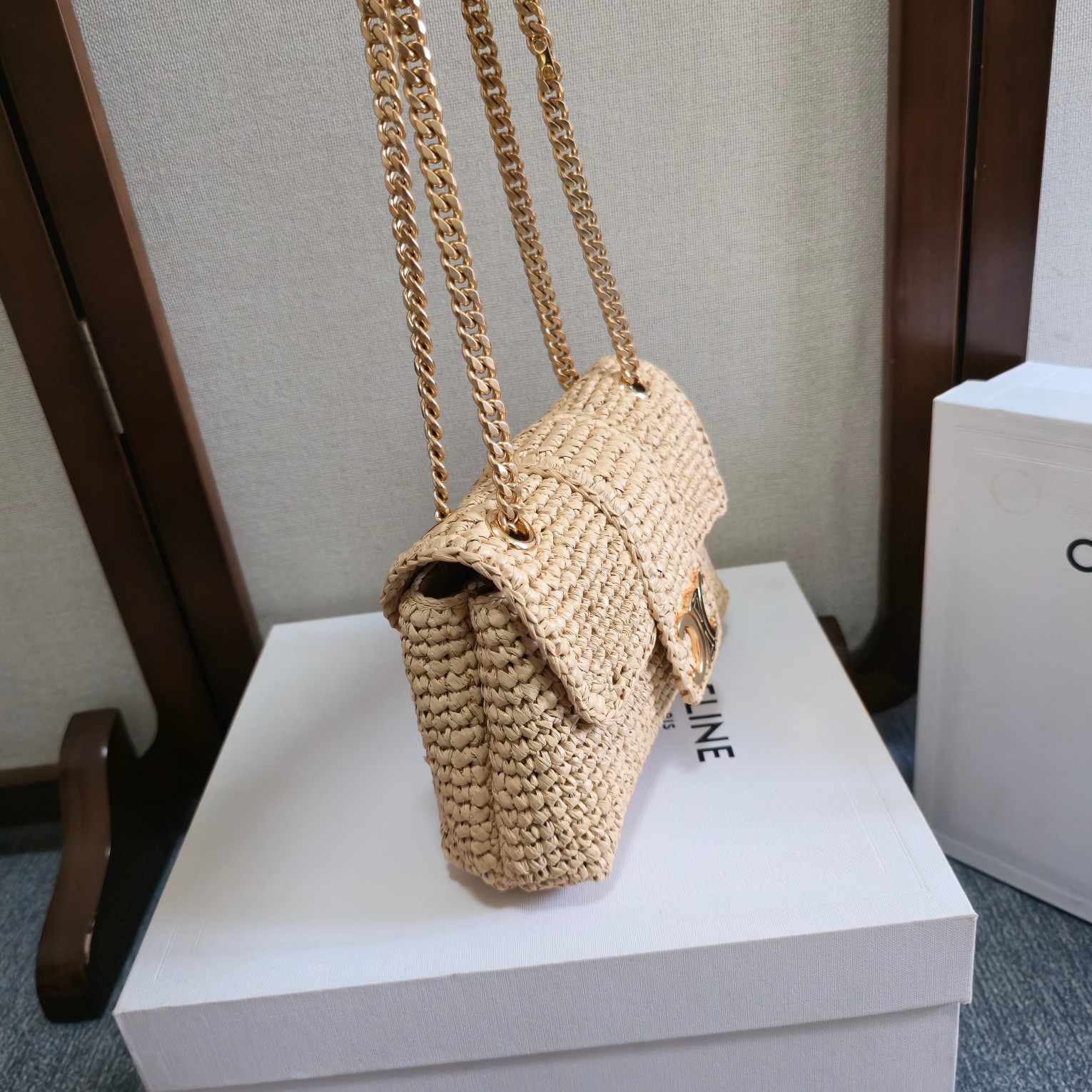 Celine Style Beige Leather Top Handle Bag Lookbook Reference image 2