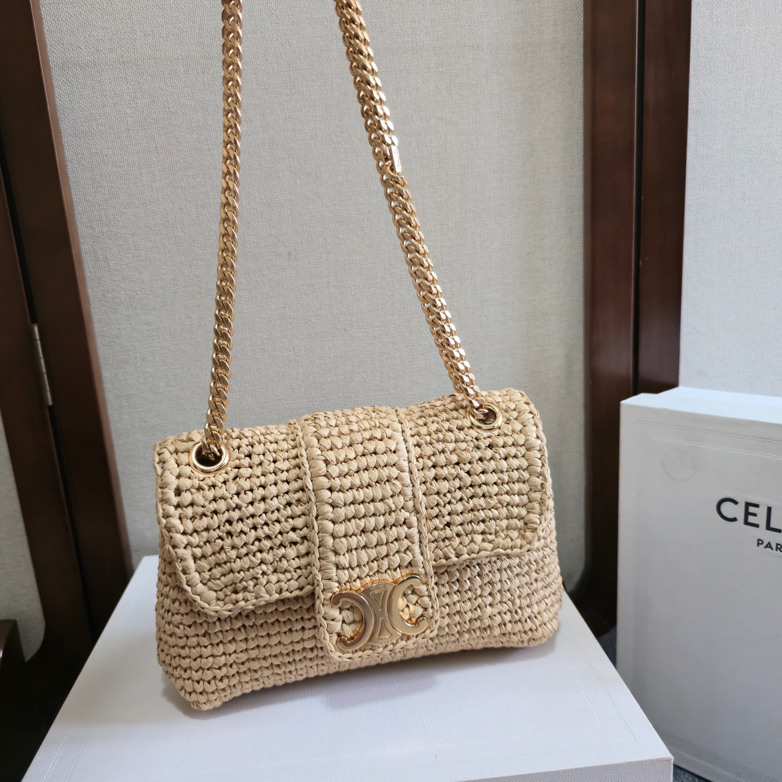 Celine Style Beige Leather Top Handle Bag Lookbook Reference image 1