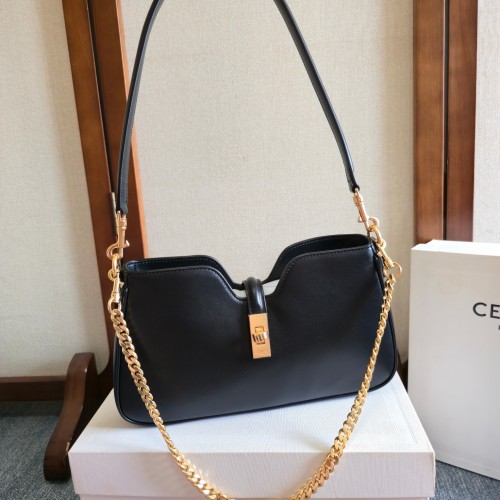 Celine Camille Handbag: Black Leather, Gold Accents, and Timeless Elegance