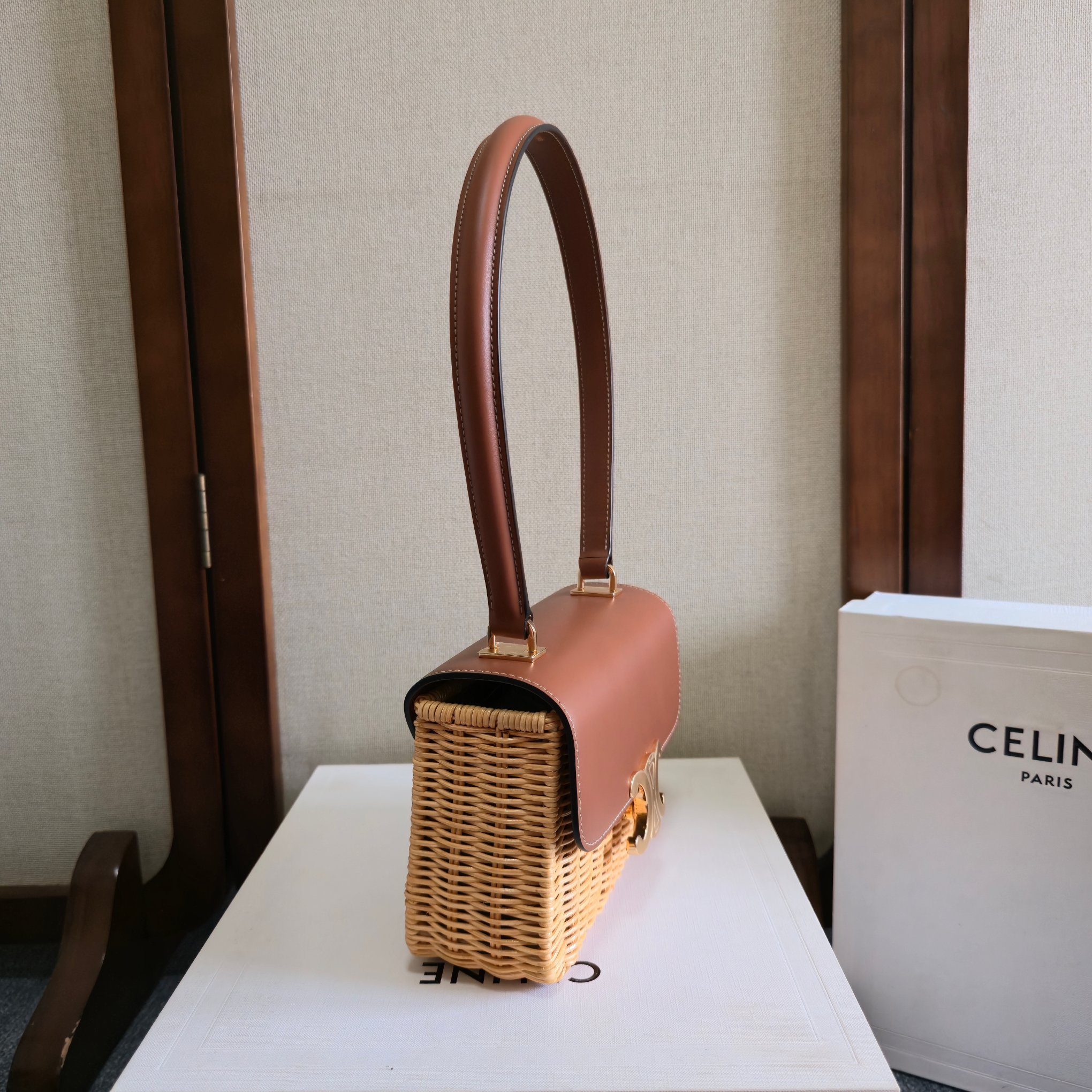 Celine Style Black Leather Top Handle Bag Lookbook Reference image 2