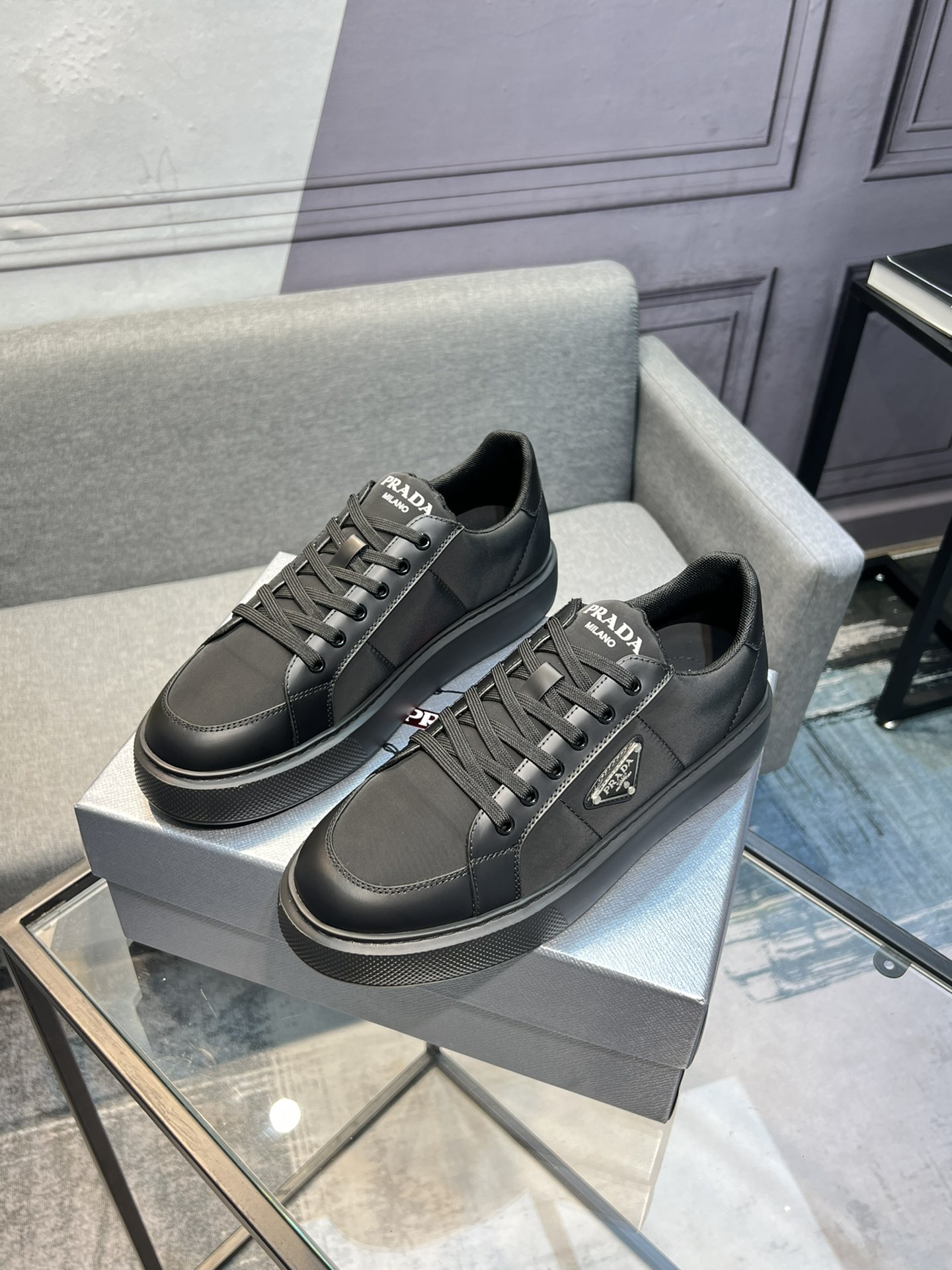 【 PRADA】Prada - Calidad de gama alta - Exterior: Piel de becerro de seda, Tejido de lona de marca, C