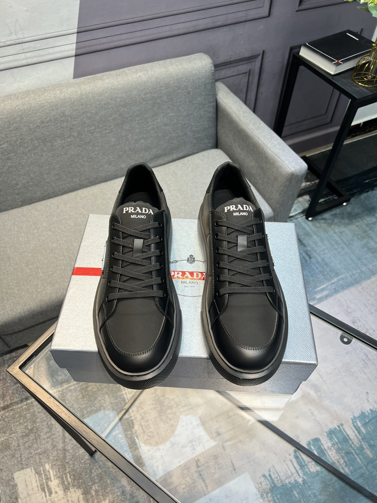 【 PRADA】Prada - Calidad de gama alta - Exterior: Piel de becerro de seda, Tejido de lona de marca, C