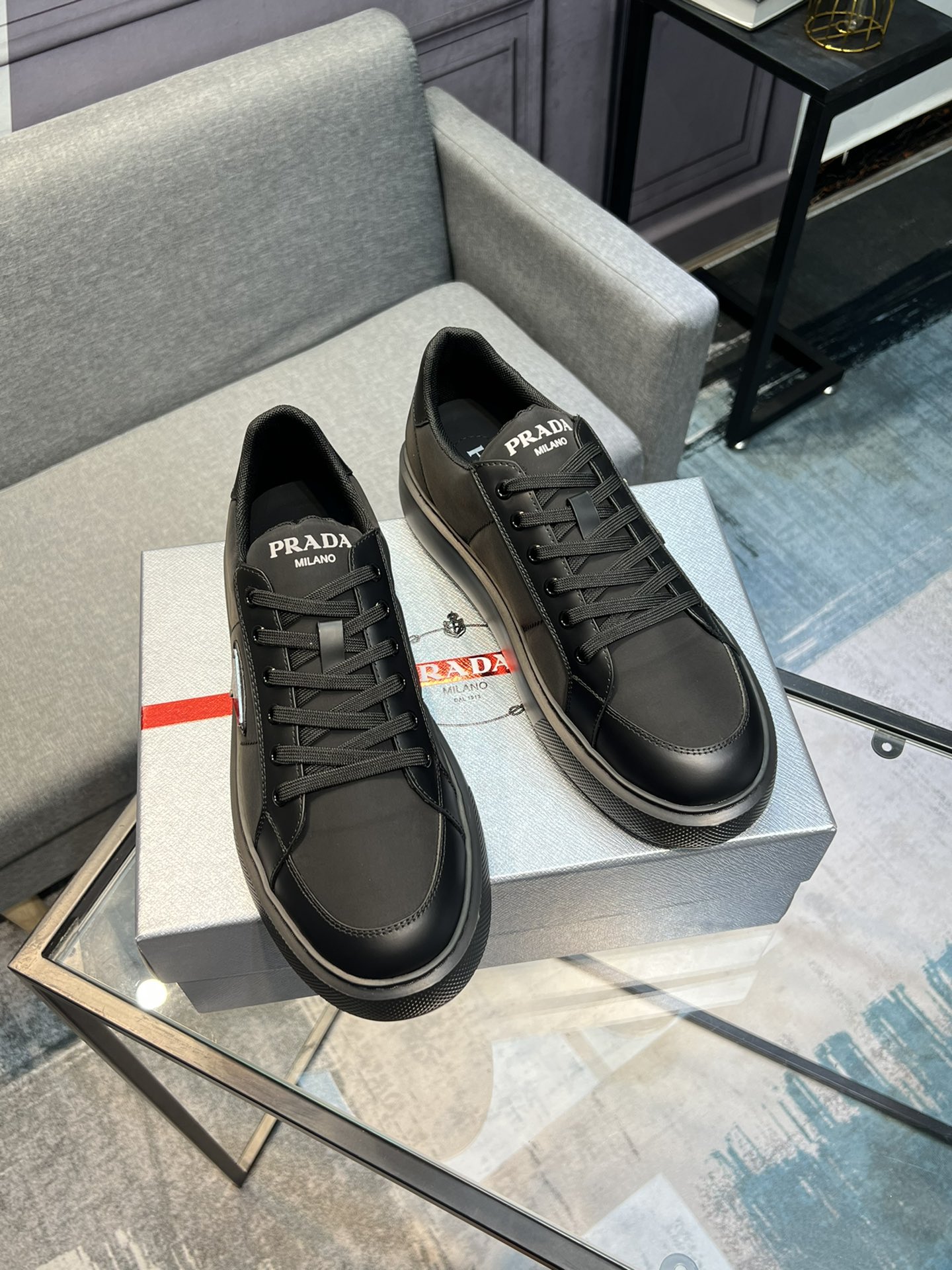 【 PRADA】Prada - Calidad de gama alta - Exterior: Piel de becerro de seda, Tejido de lona de marca, C