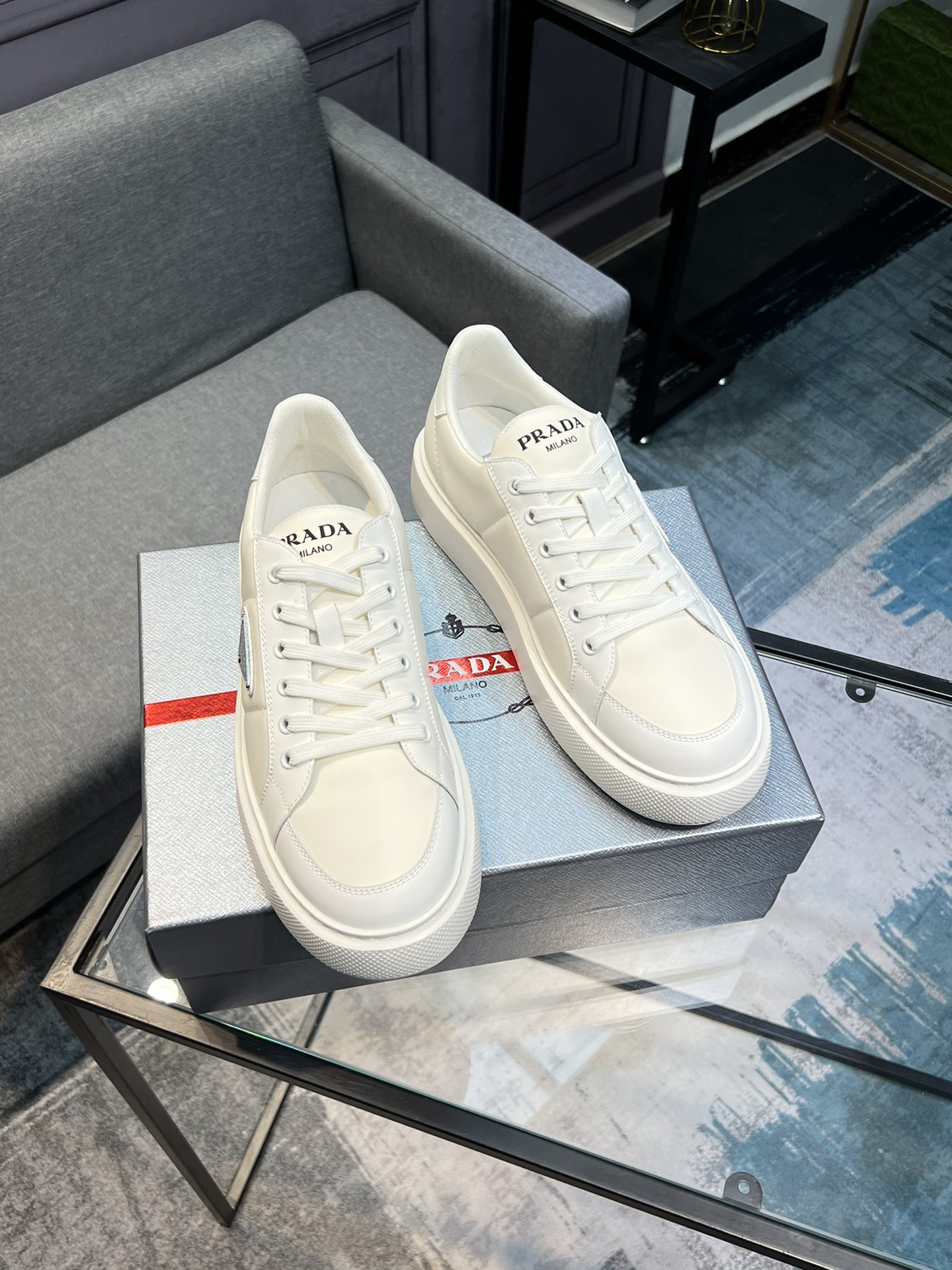 【 PRADA】Prada - Calidad de gama alta - Exterior: Piel de becerro de seda, Tejido de lona de marca, C