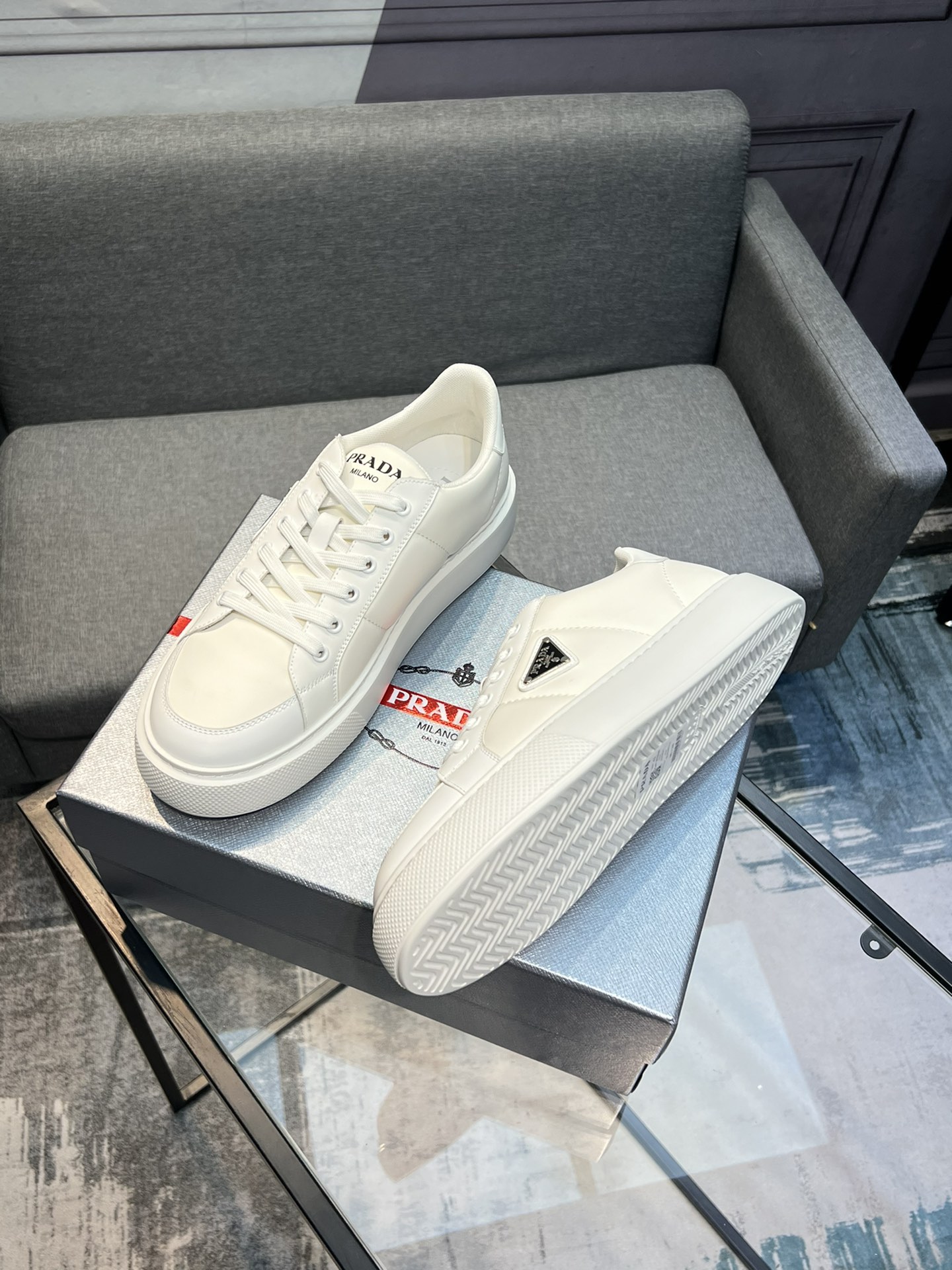 【 PRADA】Prada - Calidad de gama alta - Exterior: Piel de becerro de seda, Tejido de lona de marca, C
