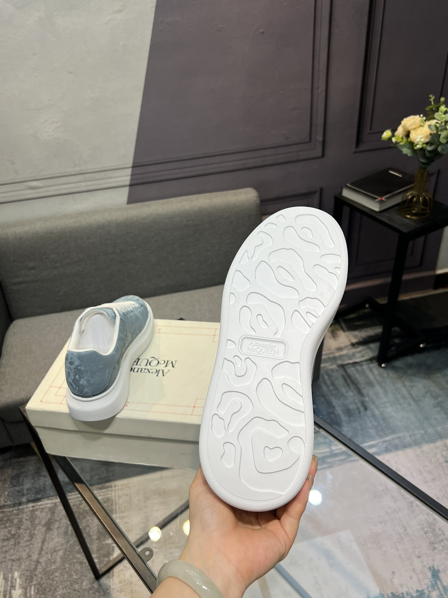 Alexander mcqueen / McQueen Classic estrella popping modelos cien zapatos blancos, original 1:1 répl