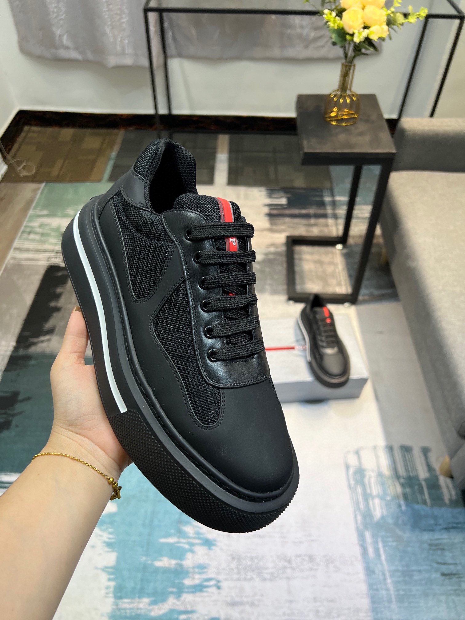 [PRAD*Prada] contra pop zapatos de los hombres, el sitio web oficial 1:1 producción, tejido importad
