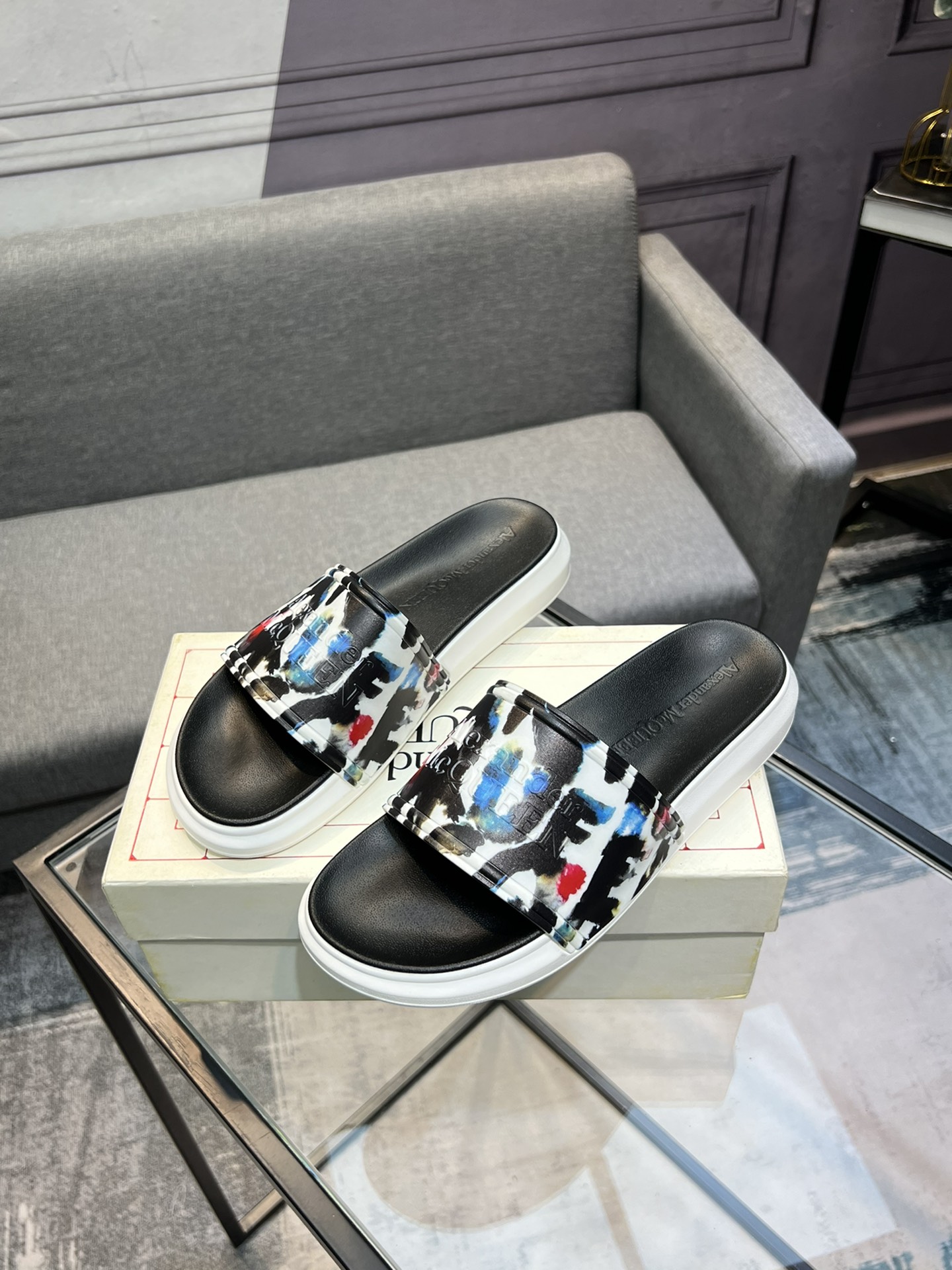 (precio real) - McQueen.MQ nueva pareja colorida zapatillas envió la suela original modelo privado, 