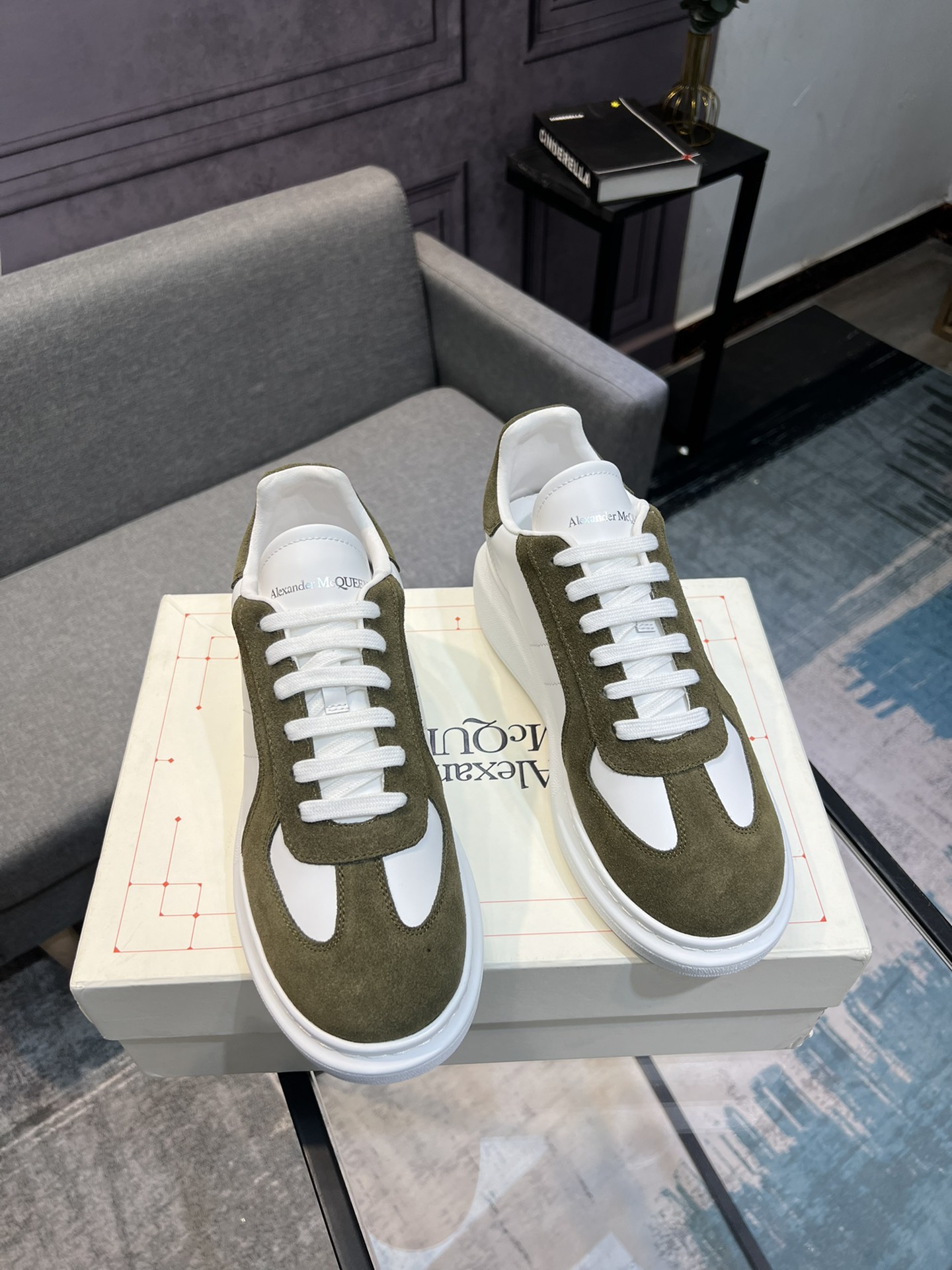 Alexander McQUEEN auténtico estallido demolición 1:1 superior McQueen cuero original blanco importad