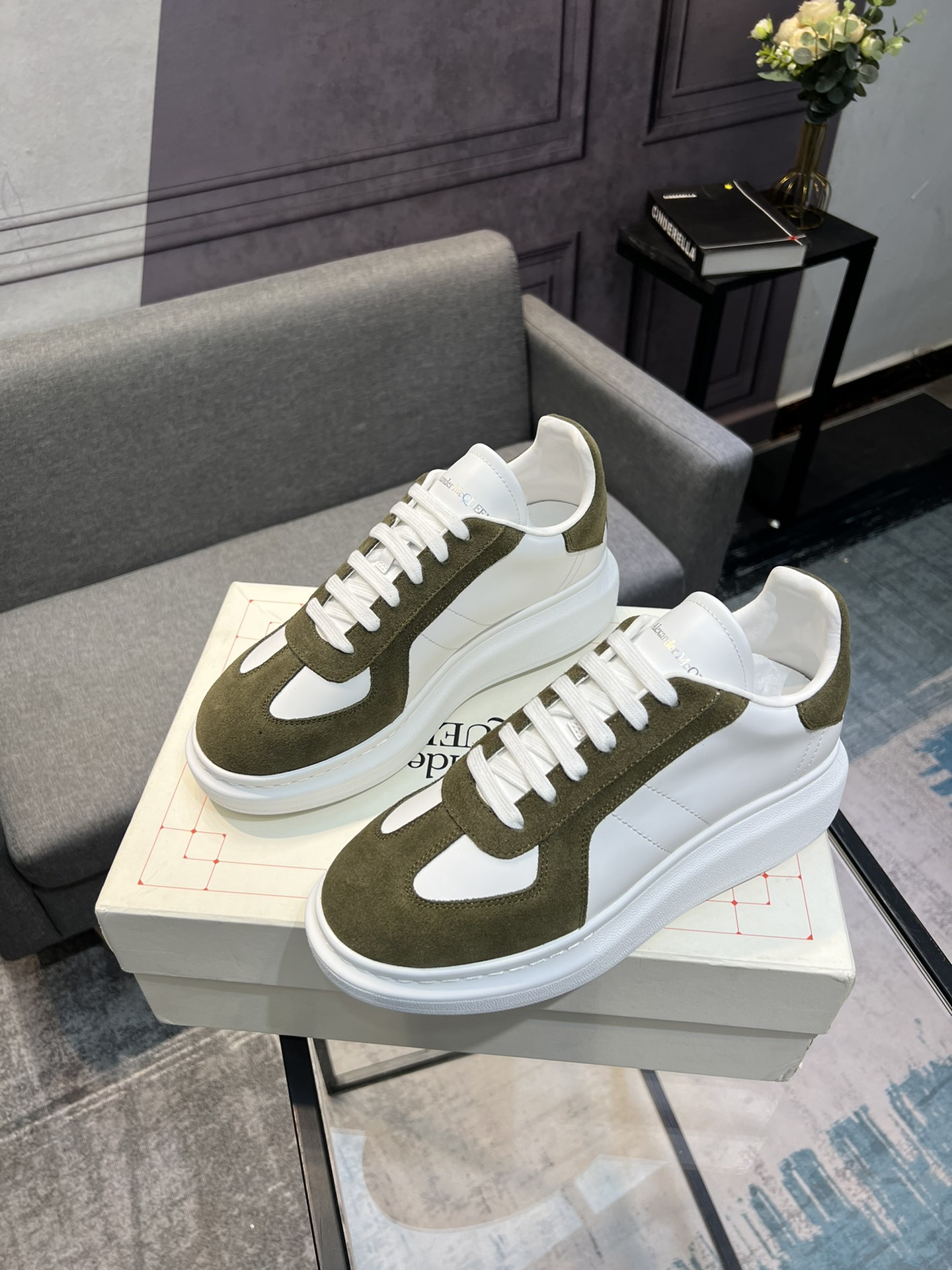 Alexander McQUEEN auténtico estallido demolición 1:1 superior McQueen cuero original blanco importad
