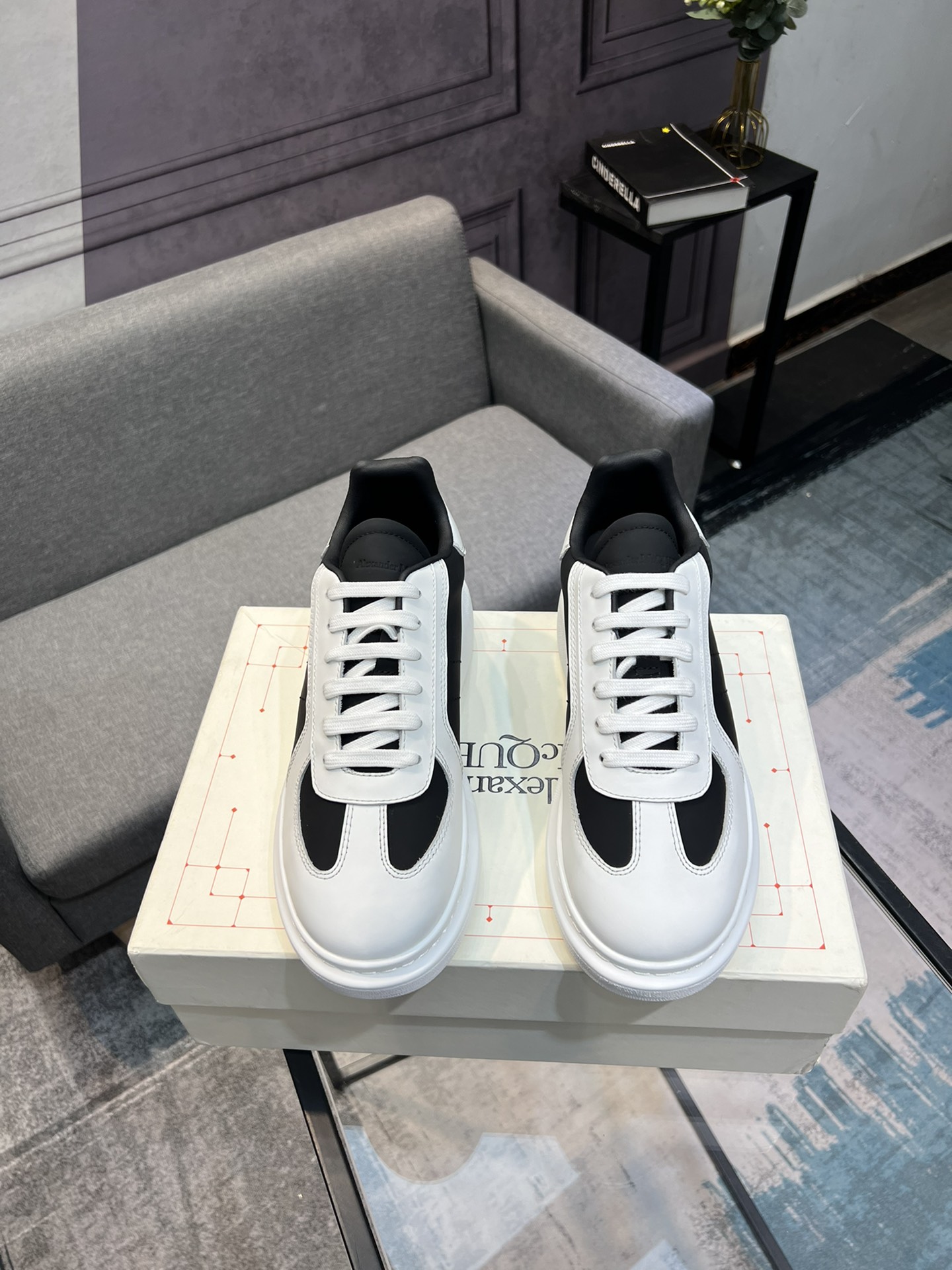 Alexander McQUEEN auténtico estallido demolición 1:1 superior McQueen cuero original blanco importad
