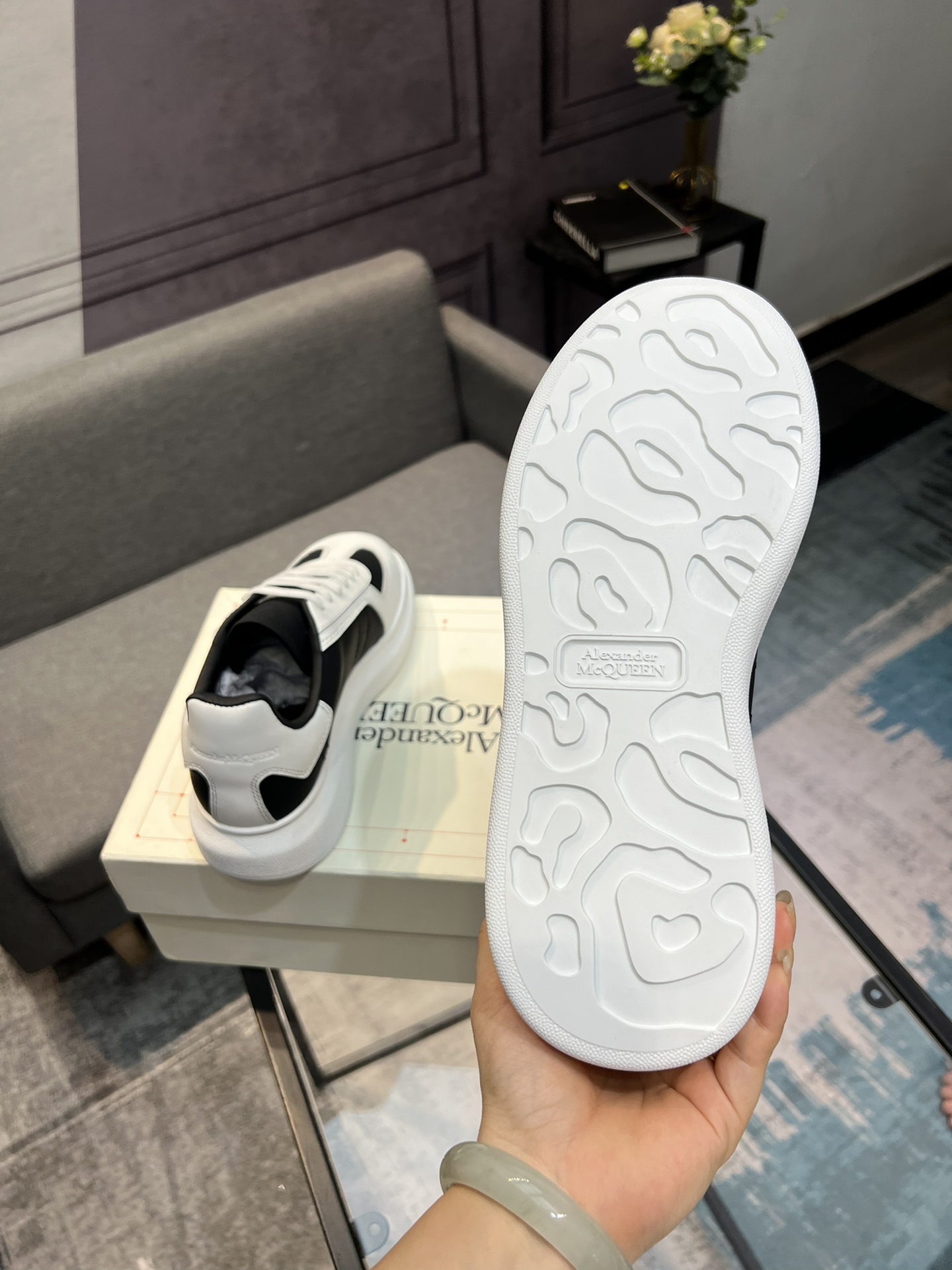 Alexander McQUEEN auténtico estallido demolición 1:1 superior McQueen cuero original blanco importad