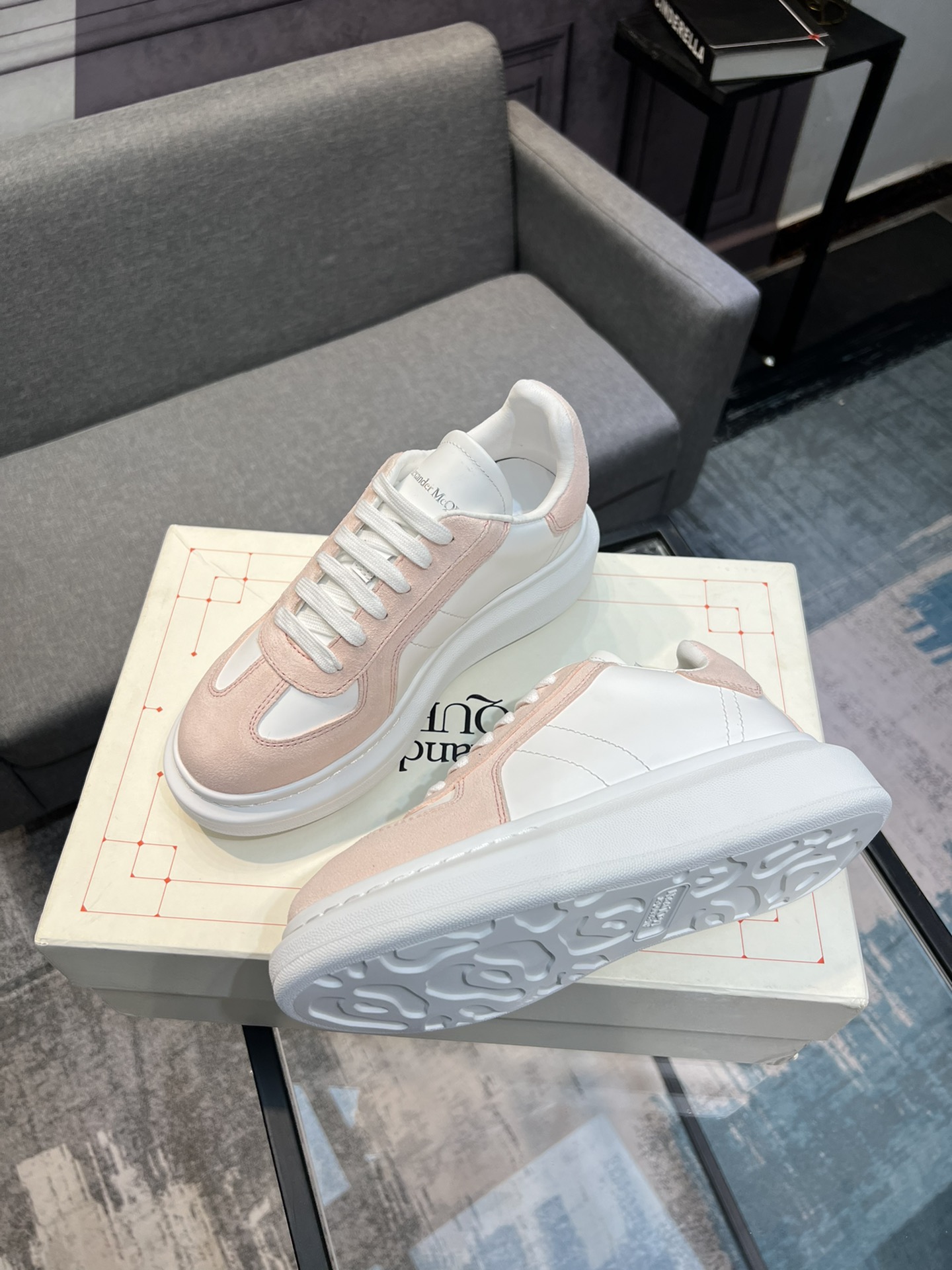 Alexander McQUEEN auténtico estallido demolición 1:1 superior McQueen cuero original blanco importad